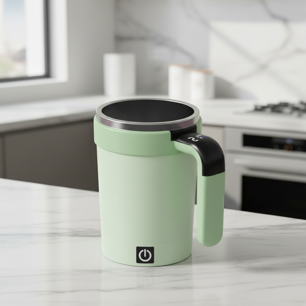 Zielony kubek termiczny z automatycznym mieszaniem